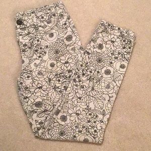 Floral black and white Jeggings size kids 16